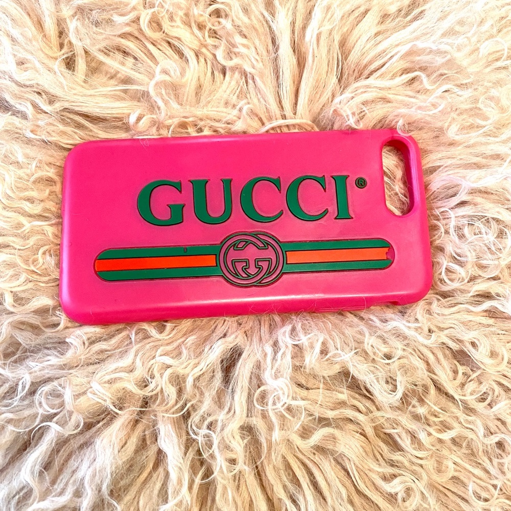 Gucci logo pink rubber iPhone 7+ case